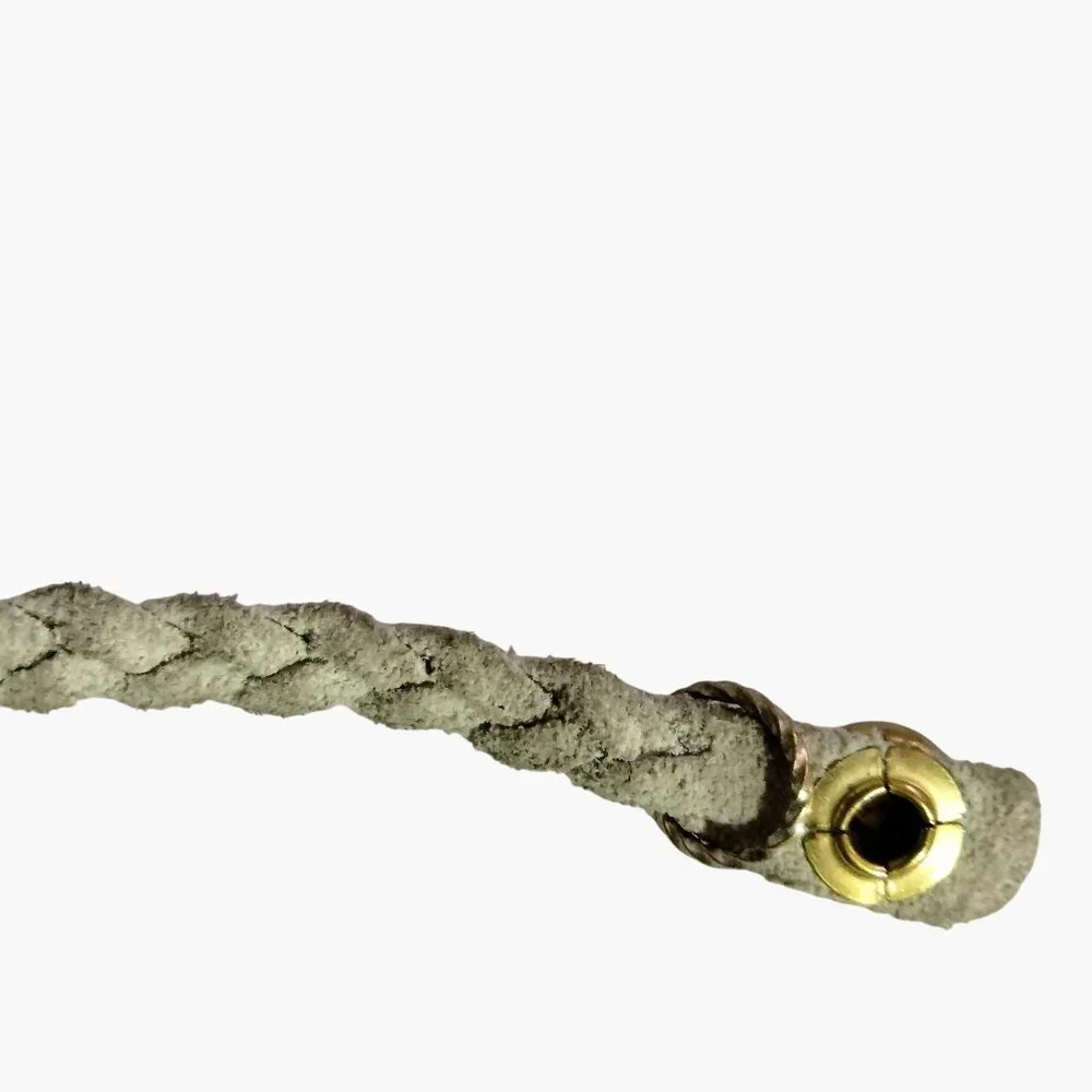 Braided Metallic Gold Leather Bracelet Charm Holder Snap Closure - Picture 8 of 8
